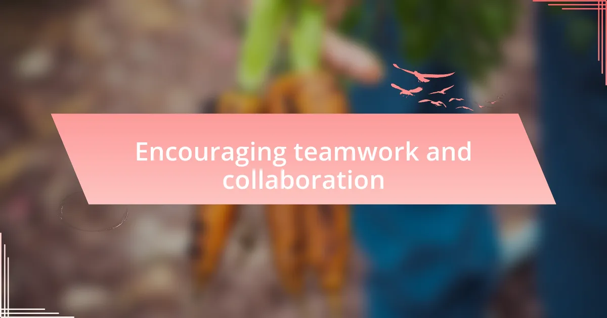 Encouraging teamwork and collaboration