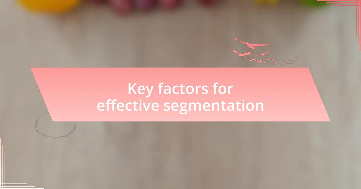 Key factors for effective segmentation