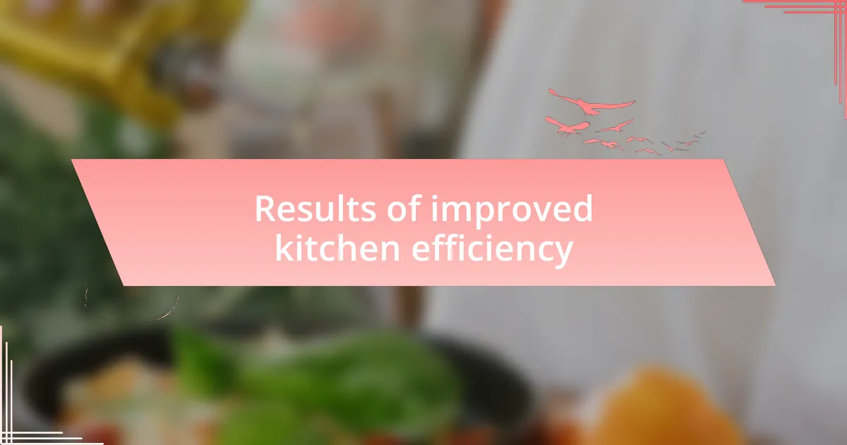 Results of improved kitchen efficiency