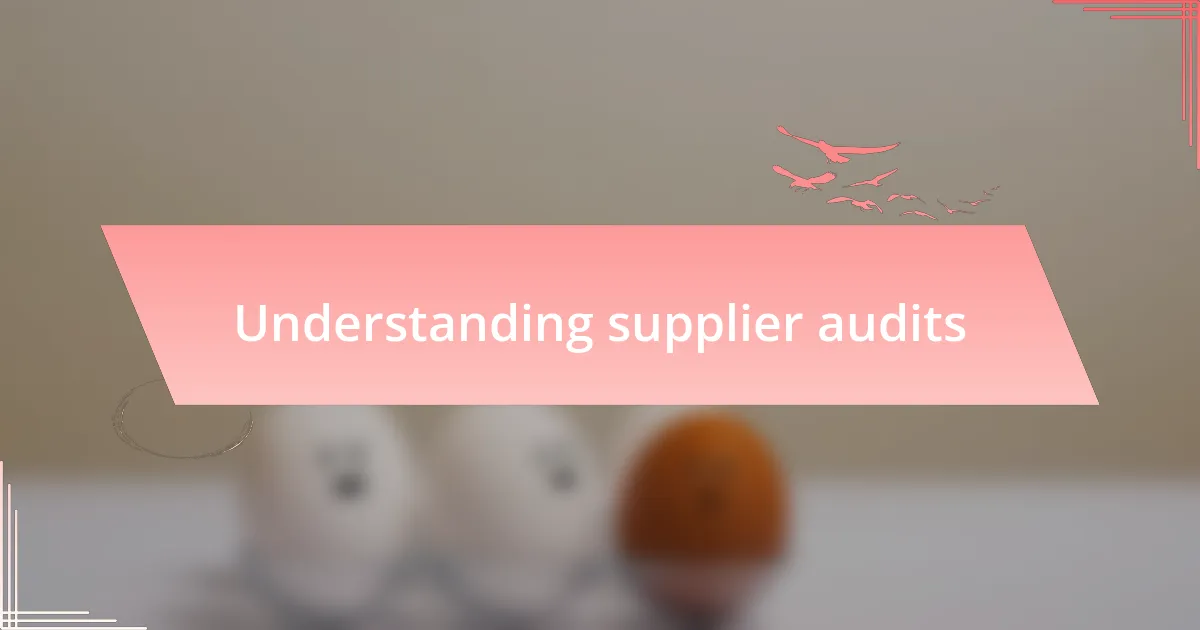 Understanding supplier audits